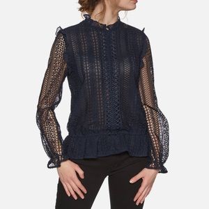 Ted Baker Comsee Zip-up Crochet Top Blouse